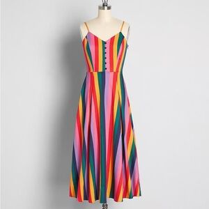 Modcloth Candy-Coated Rainbows Midi Dress